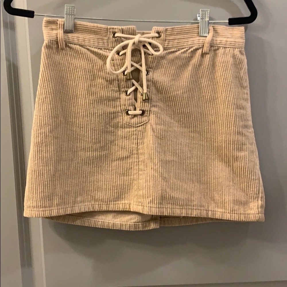 Tan corduroy mini skirt